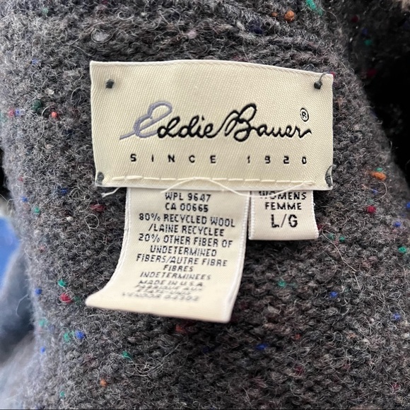 Vintage Eddie Bauer Zip Up Speckled Wool Cardigan Sweater - Picture 4 of 5
